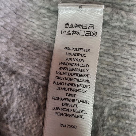 Rachel Zoe Gray Cable Knit Poncho Sweater Mock Turtleneck 2X Oversized - Picture 7 of 8